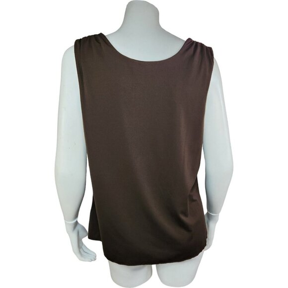 Cato Womens XL Brown Sleeveless Peplum Tank‎ Cinched Shoulders Lined - Picture 10 of 13